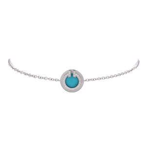 Tiffany & Co. T Circle Chain Bracelet 18K White Gold with Turquoise and Diamonds